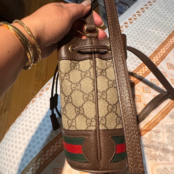 Gucci Brown and Green Bucket Bag Mini - Picture 7 of 11